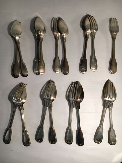 Silver lot including : 
4 cutlery net model,...