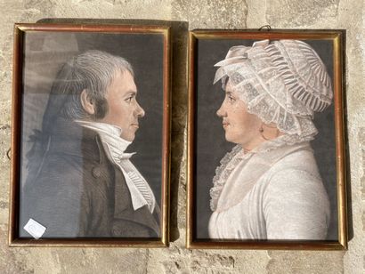  French school, around 1820 
Couple in profile...