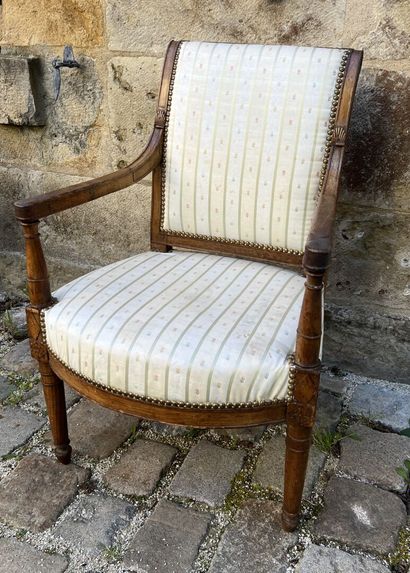 Directoire armchair in natural wood 
With...