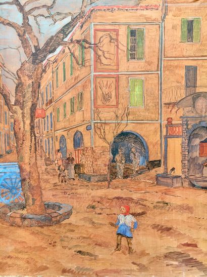 null C. QUENNEVILLE (1897-1959)

Place of the Republic in Utelle

Watercolor on canvas

81...