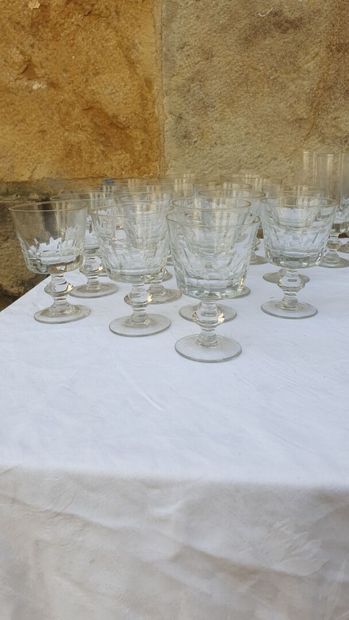 null 
Part of service of glasses 1930 with round foot including 68 glasses and a...