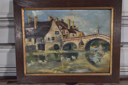 null French school of the XXth century

The bridge of the Brenne in Montbard

Oil...