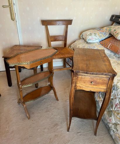 null Lot of furniture including a Louis XV style bedside table (H. 72 cm), a side...