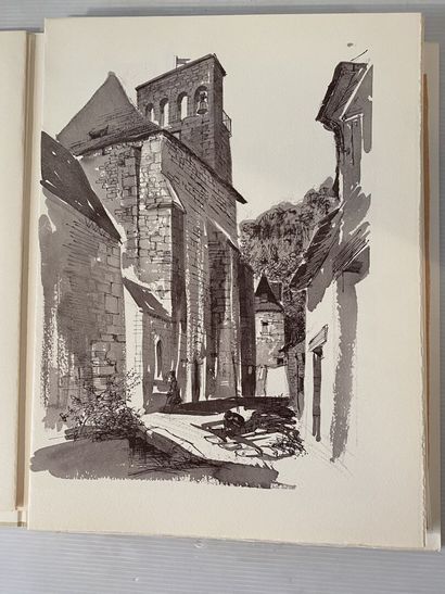 null MAUDONNET (Paul). Mills along the water in Anjou. Copy n°3. 45 drawings and...