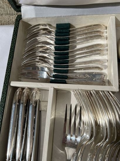 null Silver plated metal household set 

Foliage model

Including twelve large cutlery,...