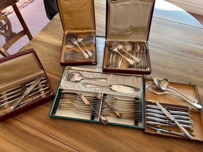 CHRISTOFLE

Silver plated cutlery set, rush...