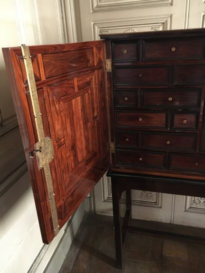null 
Cabinet in violet wood veneer and ebony fillets, late 17th and early 18th century....