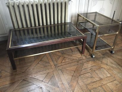 Coffee table in glass and wood rectangular...