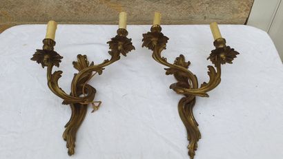 Pair of Louis XV style chased and gilt bronze...