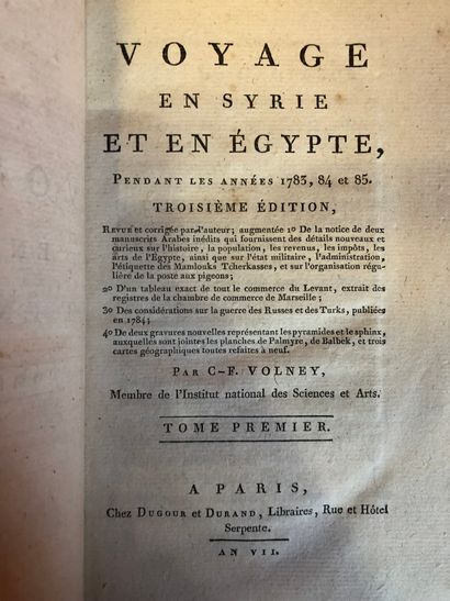 null [VOYAGES]. VOLNEY (Constantin François de Chasseboeuf de). Voyage en Syrie et...
