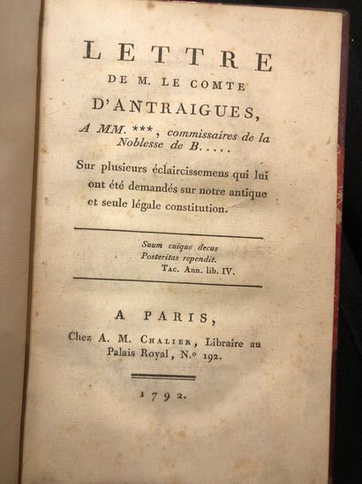 null ANTRAIGUES (Emmanuel de Launai d'). Lettre de M. le Comte d'Antraigues, A MM.***,...