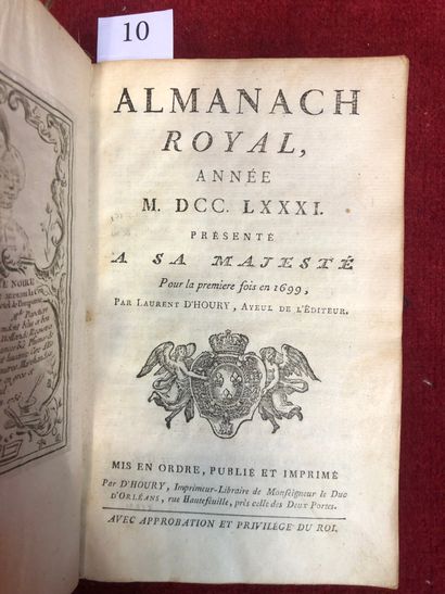 null [ALMANACH ROYAL]. Almanach royal, année M. D. CC. LXXXI []. Paris, D'Houry,...