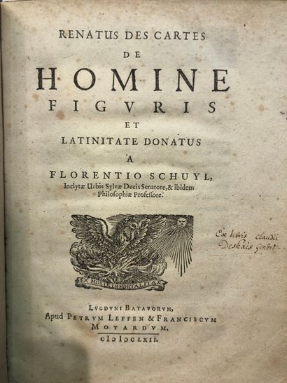 null DESCARTES (René). De Homine figvris et latinitate donatus a Florentio Schuyl...