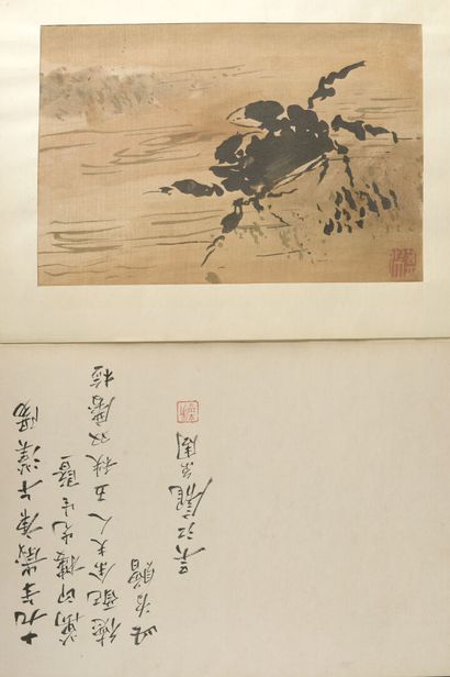 Album of six ink paintings on silk 
CHINA,...