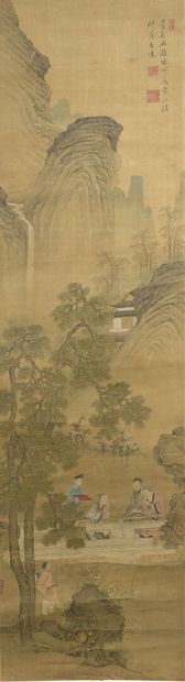 Ink and color scroll painting on silk 
CHINA...