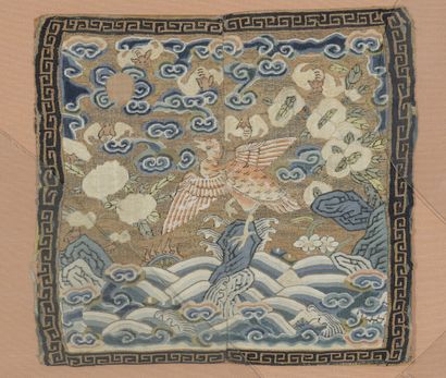 Two woven silk rank badges 
CHINA, late 19th...