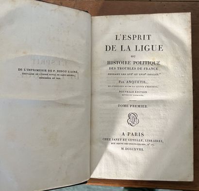 null HISTORY OF FRANCE

Anquetil, L'esprit de la Ligue, 1818, 2 volumes. In-8.

Mémoires...