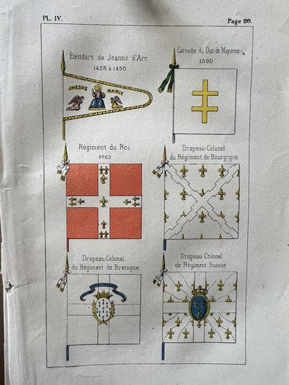 null Lot of 5 books, not collated, in the state: Les Drapeaux des régiments d'infanterie...