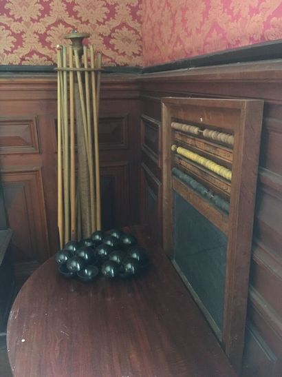 null Set of billiards including a French billiard table of mark Pierre OUVRIER in...