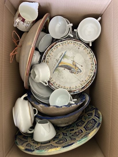 null Earthenware lot including dishes, plates, salad bowls, coffee cups and under...