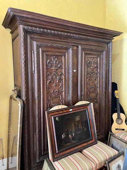 ARMOIRE fin du XVIIIe siècle Molded and carved wood cabinet late 18th century, the...