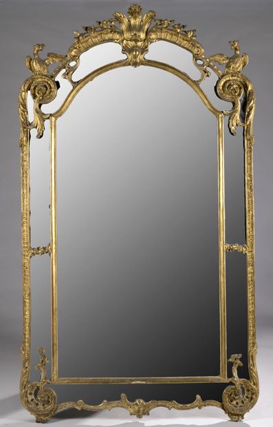 Miroir de cheminée à parecloses - Style Régence, fin du XIXe  siècle.