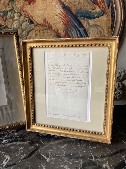 Rare lettre manuscrite de MarieThérèse-Louise de Savoie-Carignan, princesse de Lamballe...