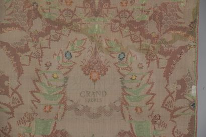 Paire de soieries lyonnaises Pair of silks from Lyon under glass. One bearing the...