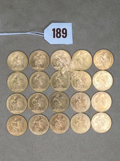 20 coins of 20 Francs gold, type Coq 1911



Specific...