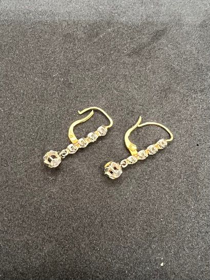 Pair of yellow gold and platinum earrings...