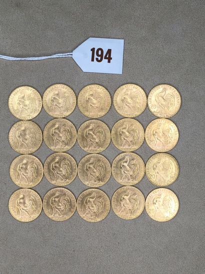 null 20 pièces de 20 Francs or, type Coq 1914



Frais spécifique de 8 % HT (soit...