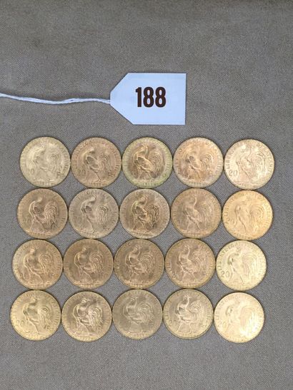 null 20 pièces de 20 Francs or, type Coq 1911



Frais spécifique de 8 % HT (soit...