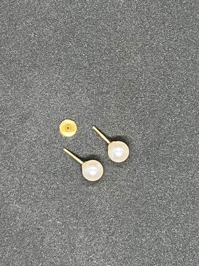 Pair of 18K yellow gold 750‰ earrings adorned...