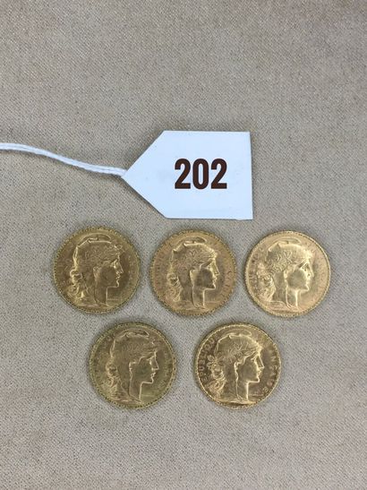 null 5 pièces de 20 Francs or, type Coq - 1902 - 1903 - 1905 (2) - 1906



Frais...