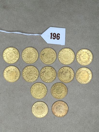 null 14 coins of 20 Francs gold 

 - 2 coins of 20 Francs gold, type Genie - 1878...