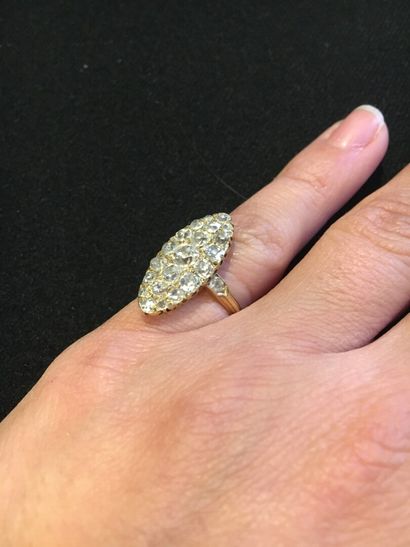 Marquise ring paved with old cut diamonds...