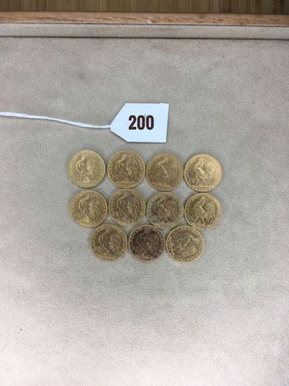 11 coins of 20 Francs gold, type Coq 1910



Specific...