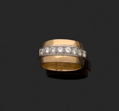 Large yellow gold wedding band set with a...