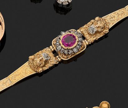 Antique ribbon bracelet decorated with an...
