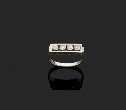 Art Deco style platinum 850‰ ring with rectangular...