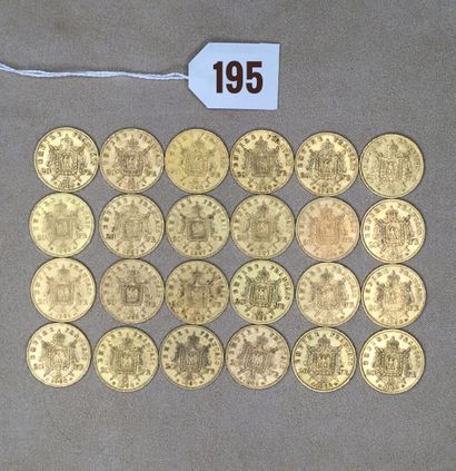 null 24 pièces de 20 Francs or, Napoléon III, type tête laurée - 1862 A (2) - 1863...