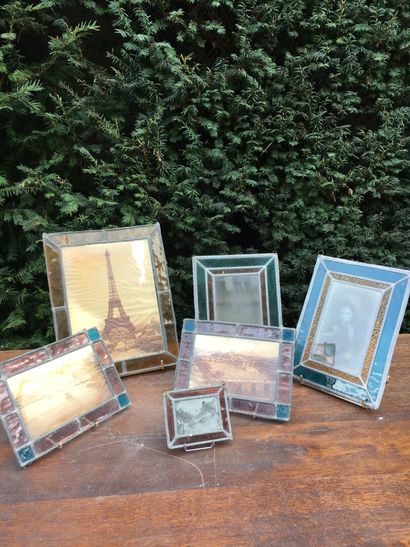 Set of six lead and glass paste frames, 20th...