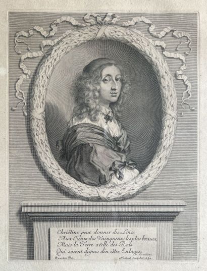 null D'après Sébastien Bourdon (1616-1671)

La reine Christine de Suède

Gravure

26...