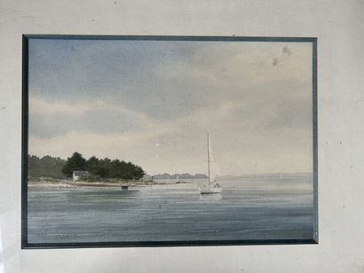 null Ecole moderne 

Paysage au voilier

Aquarelle signée et datée 88 en bas à droite

24...