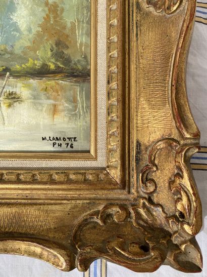 null Michel LAMOTTE (XXth)

Landscape with a pond 

Oil on isorel signed and dated...