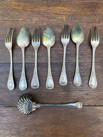 Silver lot including 3 cutlery and a fork...