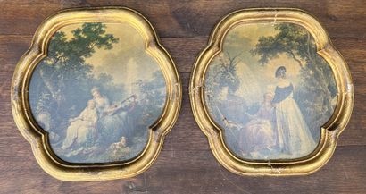 Pair of framed pieces in the 18th century...