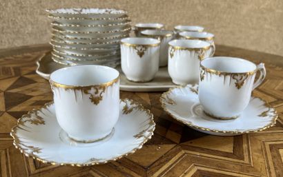 Eight white porcelain cups and saucers, 19th...