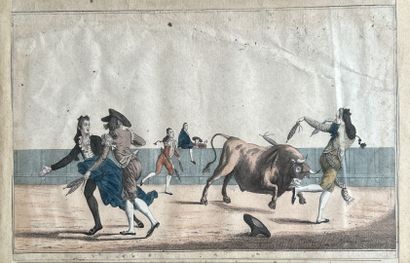 null Ecole espagnole du début du XIXème siècle

Scène de corrida 

Paire de gravures...