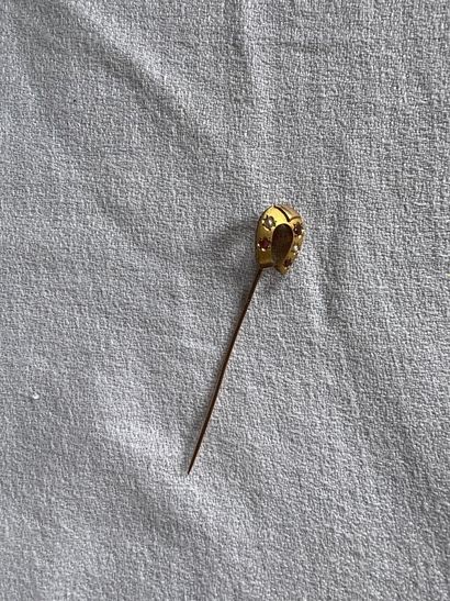 null Gold tie pin early XXth century

Decorated with a horseshoe 

Weight : 1 gr...